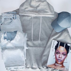 SIMONS Oversized Washed Grey Drop Shoulder Hoodie